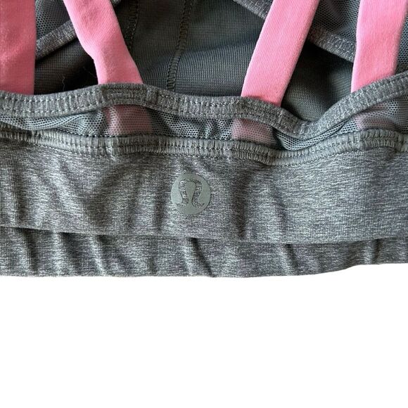 Lululemon Women’s 4 Special Edition Energy Bra Exhale Gray Heather Pink Straps - Picture 3 of 6